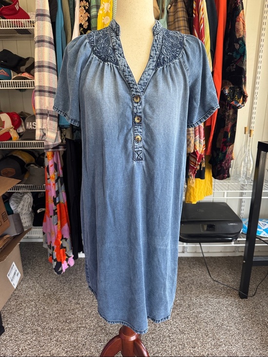 Pilcro Dresses & Skirts - Pilcro Light Blue Denim Tunic with Embroidered Yoke